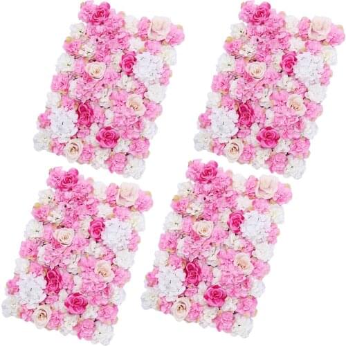 Artificial Beautiful Flower Wall Panel Wedding Background Venue Shop Window Showcase Party Stage Decor Hot Pink PACK OF 4PCS