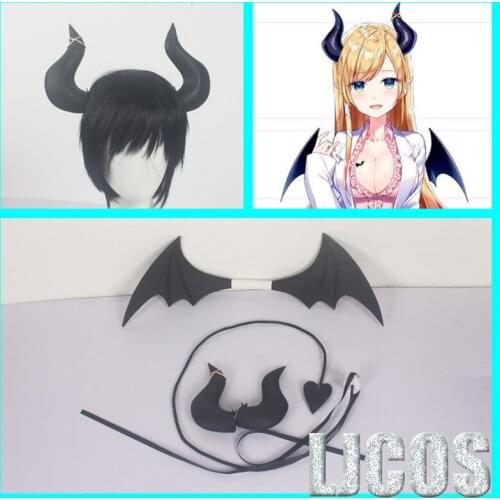 Anime Hololive Vtuber Yuzuki Choco Horns Head Clip Headwear Hairwear Cosplay Props Accessories Halloween
