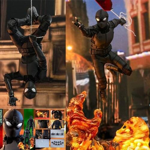 Collectible Hot Toys 1/6 MMS540 MMS541 Spider Hero Stealth Suit Version Full Set with Lava Platform Model for Fans Gifts