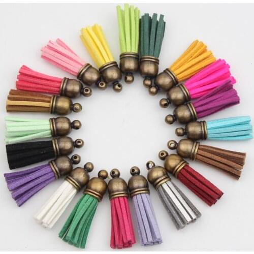 10PCS/lot Bronze Plated Head 38mm Leather Tassel for Jewelry Making Diy Keychains Bag Pendant Decoration Purl Jewelry Findings