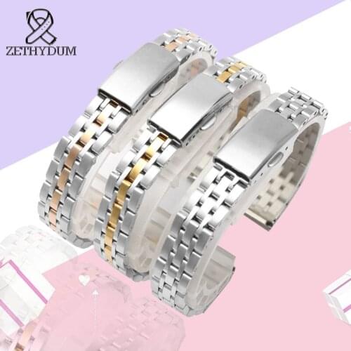 Metal watch bracelets with folding buckle steel strap watch band Straight End Watch Band Strap Universal 10 12 14mm watch strap