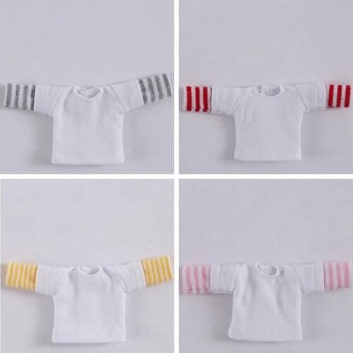 Fashion Cute Obitsu11 Doll Long Sleeve T-shirt for OB11 Shirt for 1/12 Bjd Doll Clothes Accessories