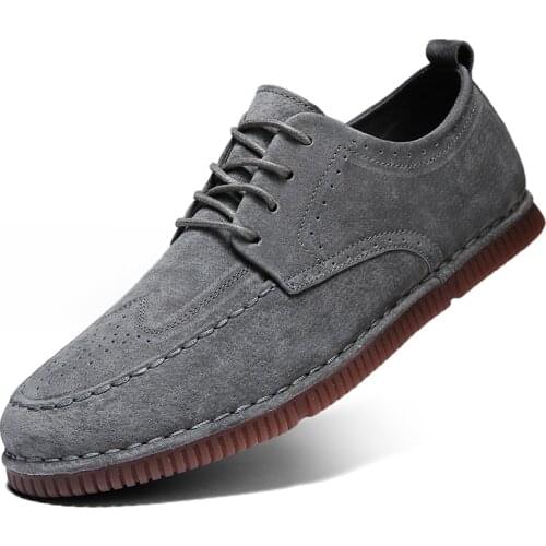 New Spring British Style Men Suede Oxford Shoes Gray Khaki Color Classic Business Leather Men Sneakers Fashion Flats