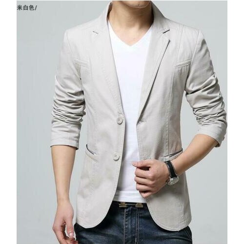 Mens Slim Fit Cotton Blend Jackets Blazer Casual 2 Button M-5XL Business Casual Fashion Male Jacket C6