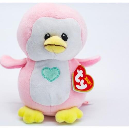 15CM Ty Beanie Baby Super Soft Pink Penguin Petunia Stuffed Plush Animals Doll Big Eye Soft Toys Girl Birthday Gift