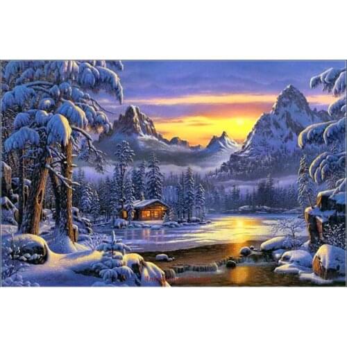 Embroidery Counted Cross Stitch Kits Needlework - Crafts 14 ct DMC DIY Arts Handmade Decor - Evening on Mountain Lake