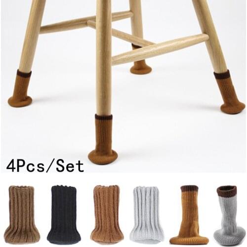 4Pcs Chair Leg Socks Furniture Leg Socks Knitted Furniture Caps Set Non-slip Chair Leg Floor Protectors Chair Feet Covers