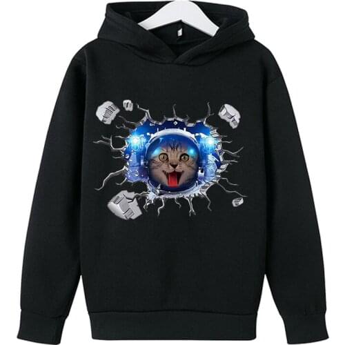 2021 New Cute Cat Hoodies for Teen Girls Printed Childrens Sweatshirt for Boys Casual Hooded Pullover Kids Clothes cat shirt