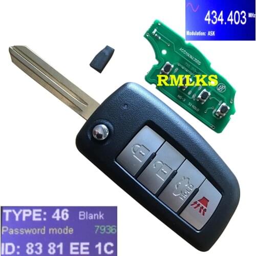 New 3/4 Buttons Remote Flip Key Fob For Nissan ROGUE 14-17 CWTWB1G767 7961M 433mhz Keyless Entry Remote Fob Switchblade