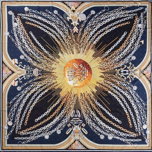 KOI LEAPING New woman Fashion silk Scarf classic Printing 130*130 big Square scarf Personalized headscarf high quality Shawl