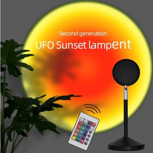 1PC RGB Sunset Projection Lamp Colorful Sunset Romantic Night Light 360° Rotating Floor Stand Projection For Home Bedroom Decor