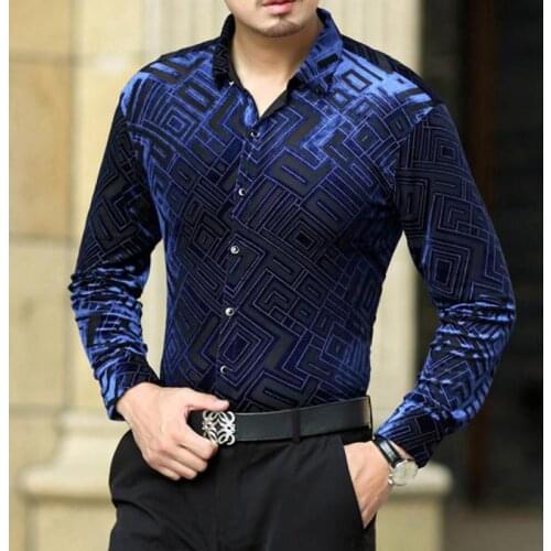 Summer Velvet Shirts For Mens Transparent Sexy Black See Through Stretch Clothing Mens Large Sizes Silk Dance Mesh Tops Elegant