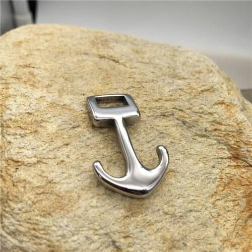 316L Stainless Steel Square Hole Anchor Connectors Charms For Jewelry Making Fit Necklaces Pendant & Leather Bracelet