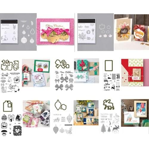 New Mixed Transparent Clear Stamps&cutting Dies Animal Plant Letter Words for Diy Scrapbooking/photo Album Decor Card Making 1