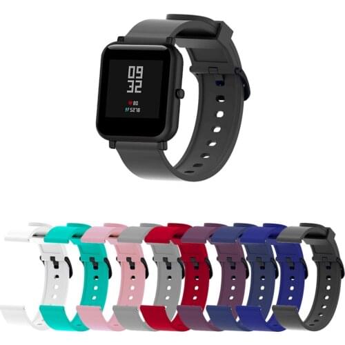Sport Silicone 20mm Strap Band For Xiaomi Huami AMAZFIT Bip Pace Lite Version Smart Watch Replacement Band Rubber bracelet Belt