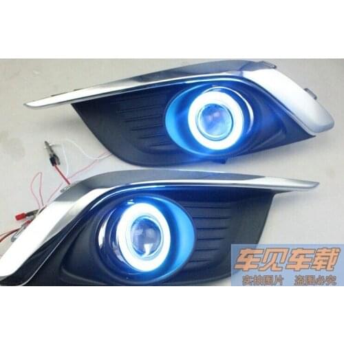Top quality COB angel eye E13 projector lens fog lamp 5 colors led daytime running light for chevrolet aveo sonic 2014, one pair