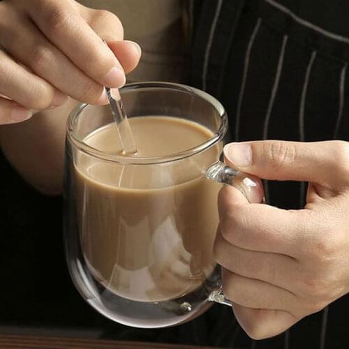 4pcs Double Wall Glass Cup Beer Coffee Heart Cups Heat Resistant Healthy Drink Mug Tea Mugs Transparent Drinkware Dropshipping