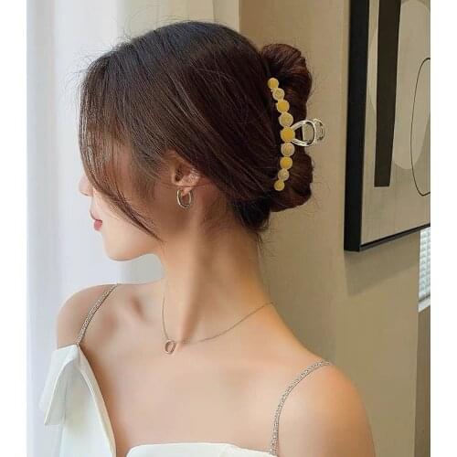 Oaoleer Oversized Crab Hair Clip Metal Round Ball Hair Claws Hold Tight Headband Sweet Hair Clips Fashion Hair Accessories