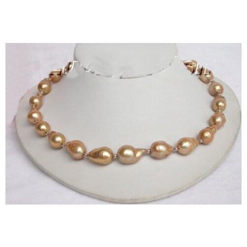 20mm baroque champagne Reborn Keshi pearl necklace