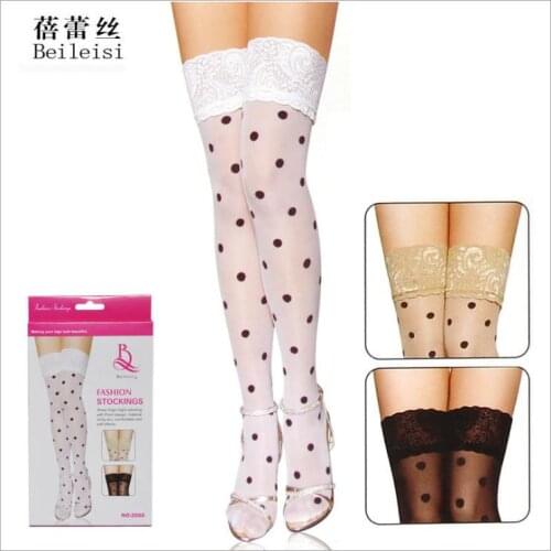 Ladies Black Velvet 20 Denier Polka Dot stockings Sheer Big Spots Spotty new 2098