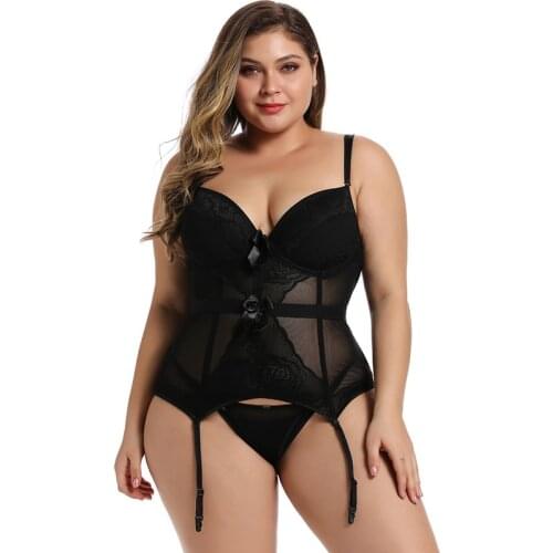 Plus Size Corset Lingerie Lace Up Bodysuit For Women Strap And Backless Corset Bowknot Corsets And Bustiers With Suspenders 8144
