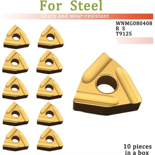 10pcs WNMG080408 R S T9125 Carbide Inserts High Quality Lathe Cutter Tools WNMG 080408 External Turning Tool For Steel