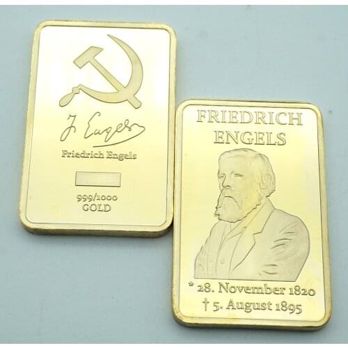 100pcs 1 oz 24K German Iron Cross Bullion Bar Great Thinker Friedrich Engels Gold Plated Bar Souvenir Coin