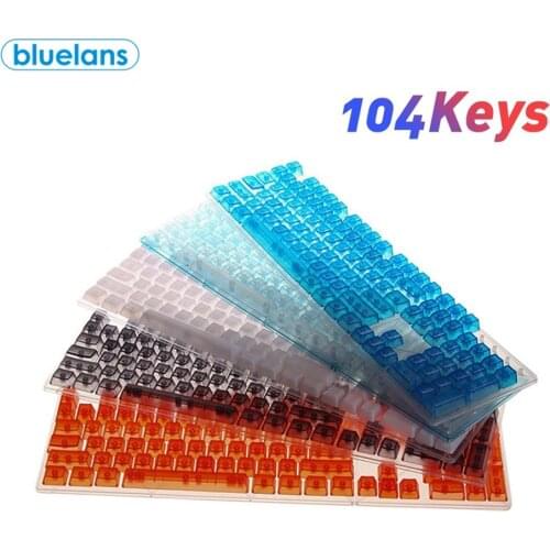 104Pcs/Set Universal Stylish Clear Mechanical Keyboard Key Caps Replacement