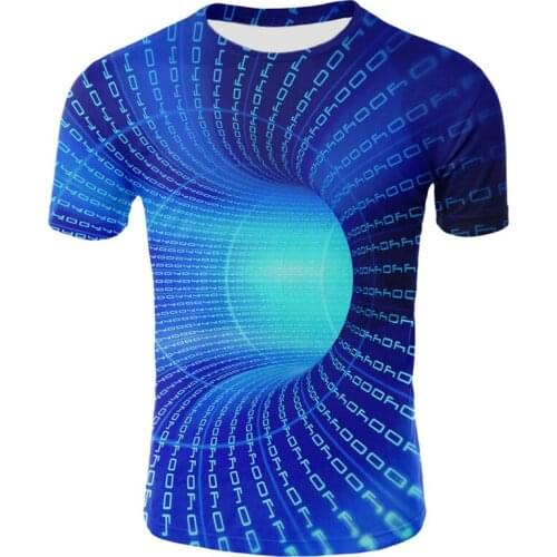 2021 fashion casual hot sale T-shirt mens short sleeve colorful 3D vortex tunnel mens T-shirt childrens size short sleeve