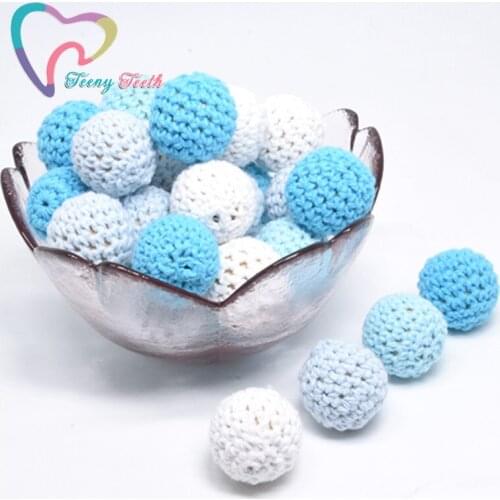 50 PCS 16/20MM Wooden Crochet Beads Chew Beads DIY Teething Necklace Pacifier Chains Accessories Wooden Teether Kid Products Toy