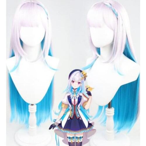 Anime 90cm VTuber Lize Helesta Hololive Youtuber Cosplay Pink Blue Mixed Long Straight Heat Resistant Synthetic Hair Halloween