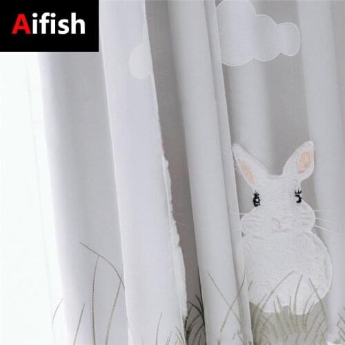 White Transparent Tulle Curtain Childrens Room Cartoon Rabbit Window Screen Baby Bedroom Decoration Living Room Tulle Cortina 2