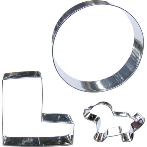 Big L letters,Mini puppies, 10cm circles shaped 3 piece biscuit cutting molds, baking tools, cake decorating soft candy tools