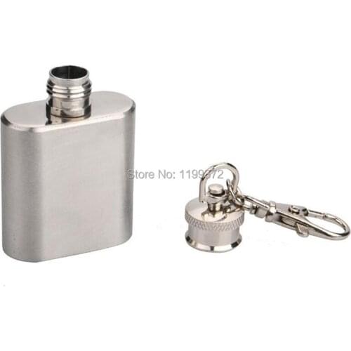 100pcs 1oz 28ml Stainless Steel Key Chain Ring Hip Liquor Whiskey Alcohol Flask Cap Pocket Wine Bottle