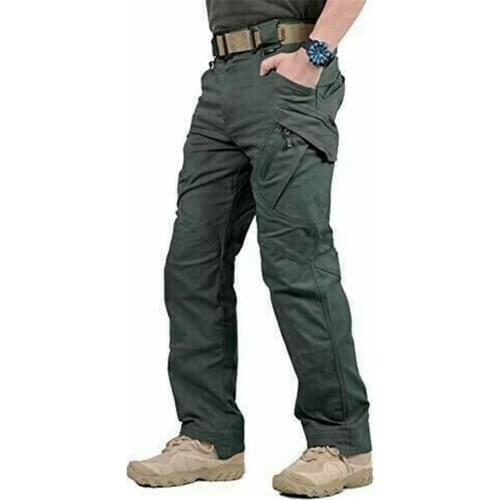 Waterproof Pants Mens Casual Work Walking Combat Cargo Multi-Pocket Pants Army Long Trousers Clothing &T8
