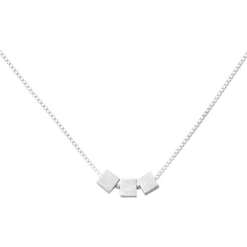 ZEMIOR 100% Sterling Silver 925 Jewelry Minimalist Box Chain Necklace For Women Trendy Hollow Geometry Square Pendant Necklaces