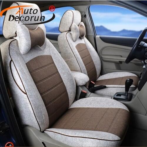 AutoDecorun Linen Fabric Cover Seat Cars for Nissan Fuga Auto Seat Covers Complete Sets Automobile Seat Supports Car Accessories