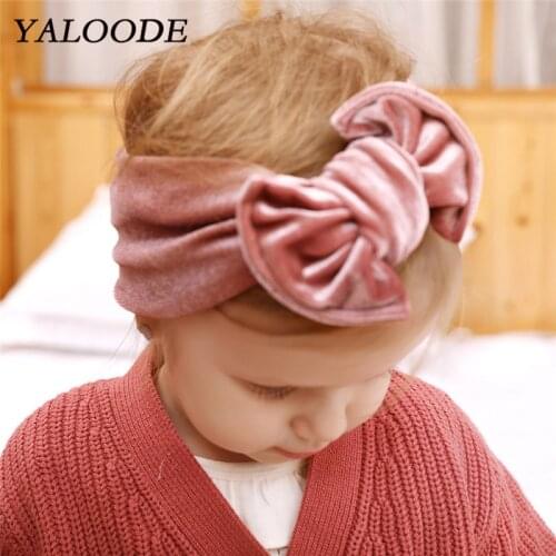 YALOODE Baby Headbands Velvet Big Bow Newborn Baby Turban Headband Kids Boy Girl Hair Accessories Baby Gifts For 3-36 Month