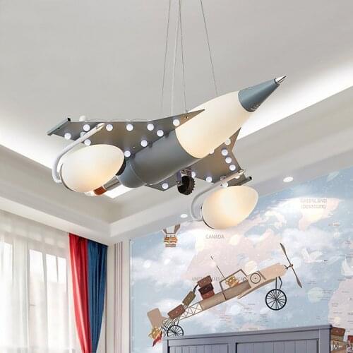 Childrens room airplane modeling cartoon room bedroom bicycle study led simple Nordic Chandelier