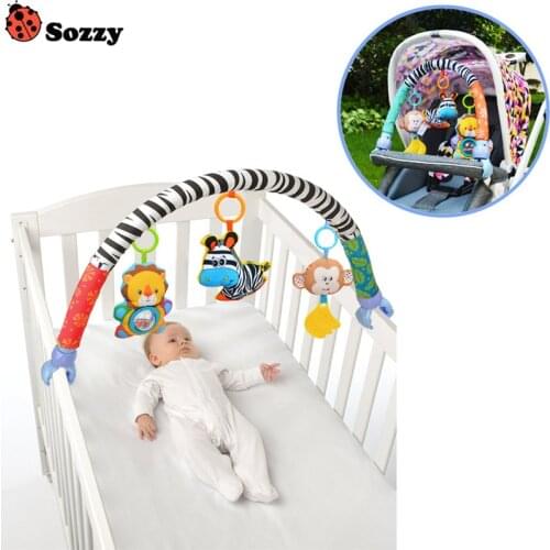 Sozzy Baby Stroller/Bed/Crib Hanging Toys For Tots Cots rattles seat plush Stroller Mobile Gifts animals Zebra Rattles