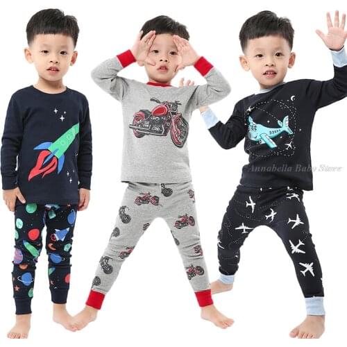 Toddler Cotton Long Sleeve Pajamas Sets For Kids Teen Boy Nightwear Autumn Underwear Anime Cartoon Fashion Child Dinosaur Pijama