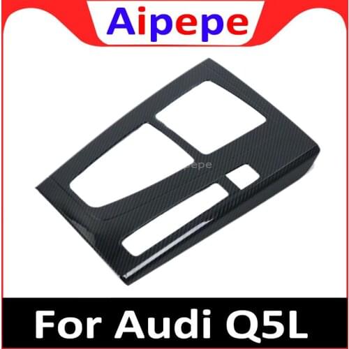 For Audi Q5 FY 2018 2019 Car Styling Carbon fiber Chrome Matte Interior Gear Shifter Panel Media Control Cover Trim LHD