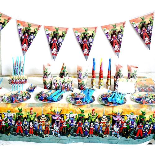 Son Goku Hero Theme Party Supplies Tableware Paper Cup Plate Napkins Banners Baby Shower Balloons Kids Birthday Party Decoration