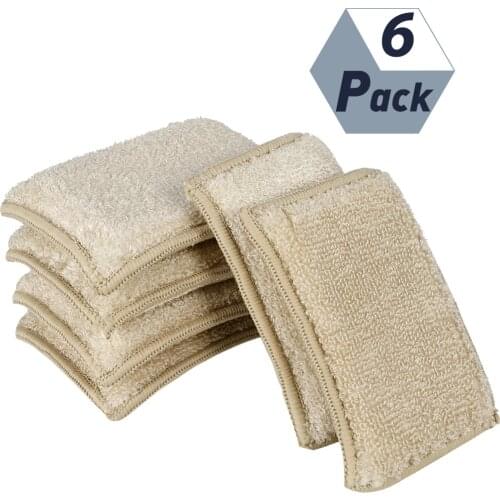 6pcs Bamboo Fiber Wrap Sponge Washing Dish Foam Magic Cleaning Rags Wiping Cloth Multifunction Household Wiping Cloth