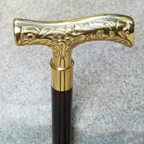 Imported wood flower cane old classical copper copper head stick stick Scepter birthday gift