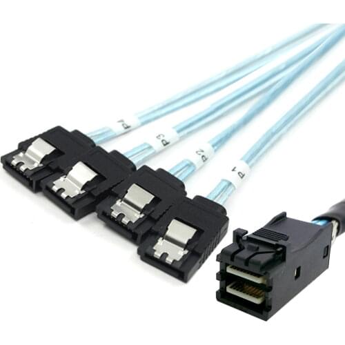 CY Mini SAS SFF-8643 Host to 4SATA 7P Hard Disk Fanout 6Gbps Data Server Raid Cable