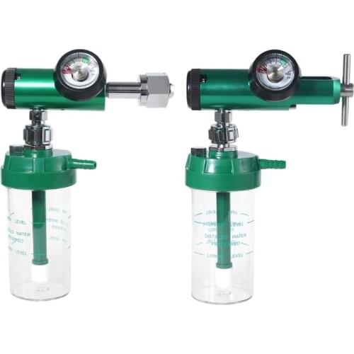 Oxygen Regulator Gas Pressure Gauge Flowmeter with Dry Humidifier Bottle 3000PSI CGA-540 CGA870 Hospital