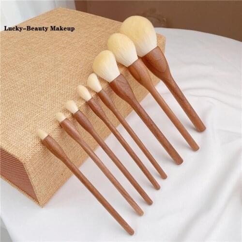 Black Walnut Makeup Brushes Synthetic Hair Wood Handle Make Up Beauty Tool Loose Powder Blush Foundation Sculpting Makeup Brush