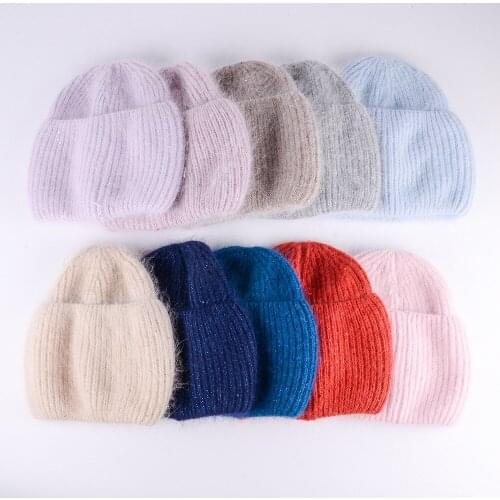 Hot Selling Winter Hat Real Rabbit Fur Winter Hats For Women Fashion Warm Beanie Hats Women Solid Adult Cover Head Cap