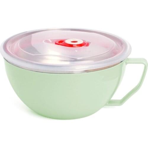 Stainless Steel Noodle Bowl With Handle Food Container Rice Bowl Soup Bowls B95A